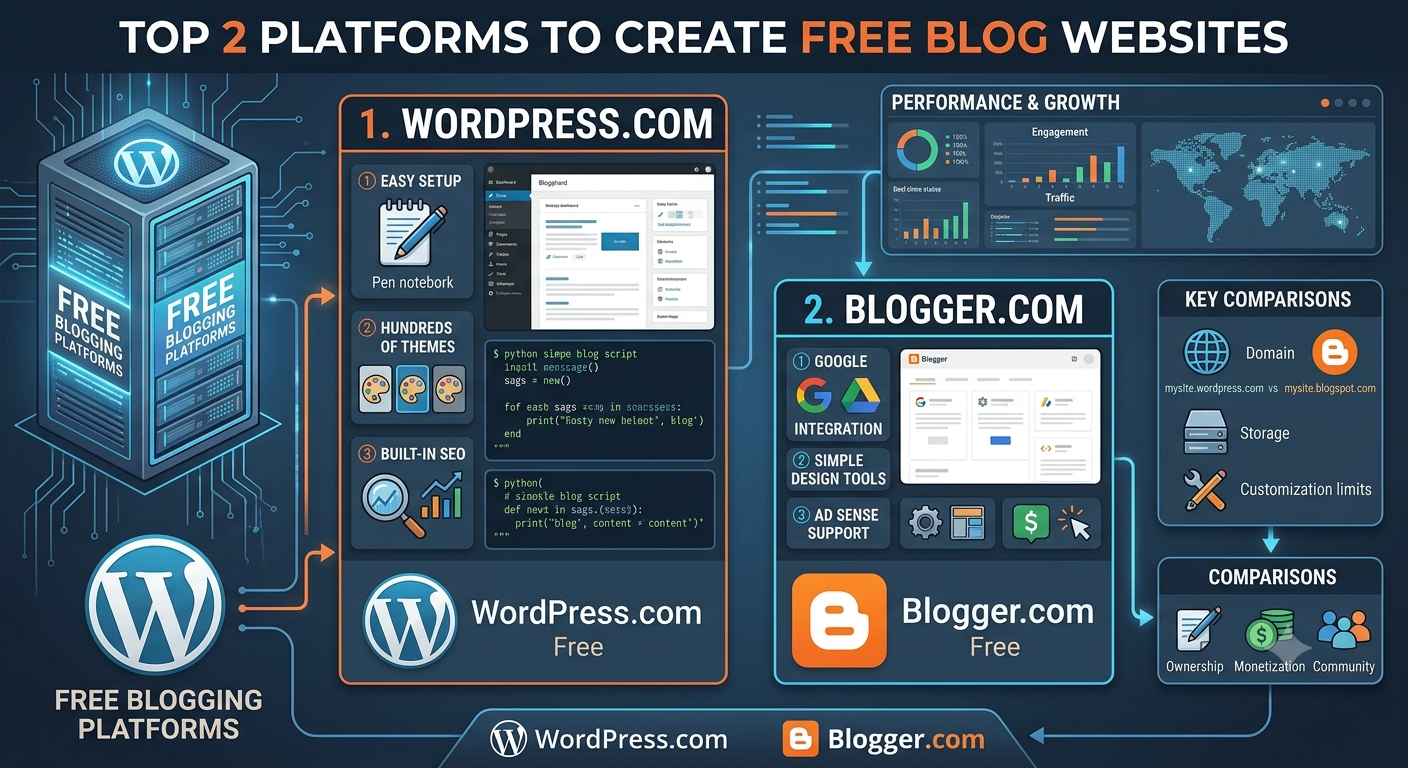 Top 2 Platform to create blog website for free